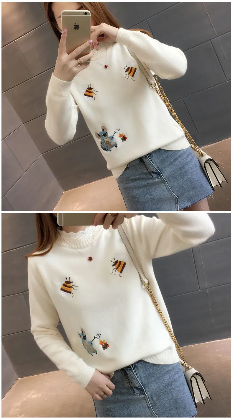 sweater for women Sweater Women's Autumn Winter Embroidered 2022 New Loose Korean Female Student Wear Pullover Sweater Women's Blouse cardigan