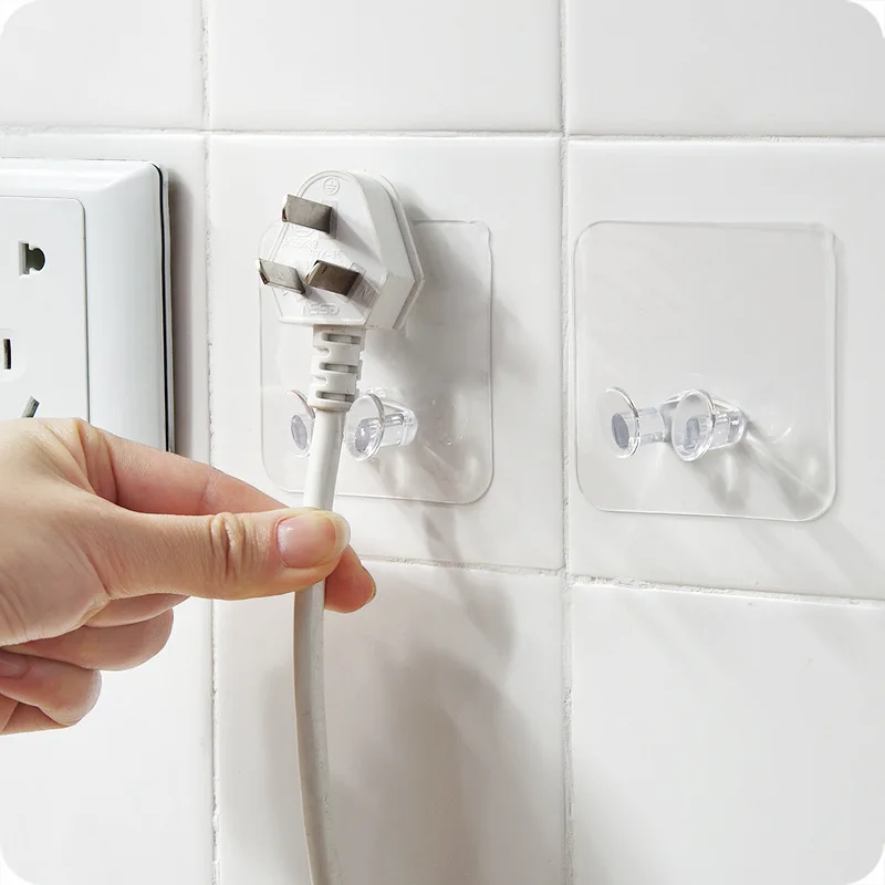 

10/5Pcs Wall Adhesive Power Plug Socket Holder Hanger Multi-function Transparent Wall Storage Hook for Home Office Kitchen Rack