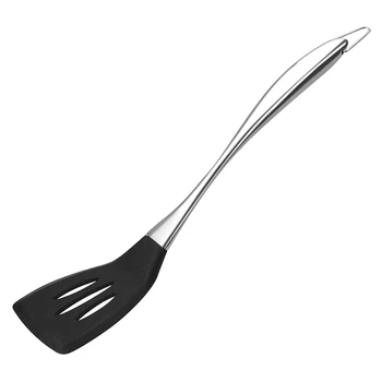 

Nonstick Silicone Slotted Spatula Turner Heat Resistant Stainless Steel Grip Flexible Kitchen Utensil Non Toxic BPA Free Dishwas