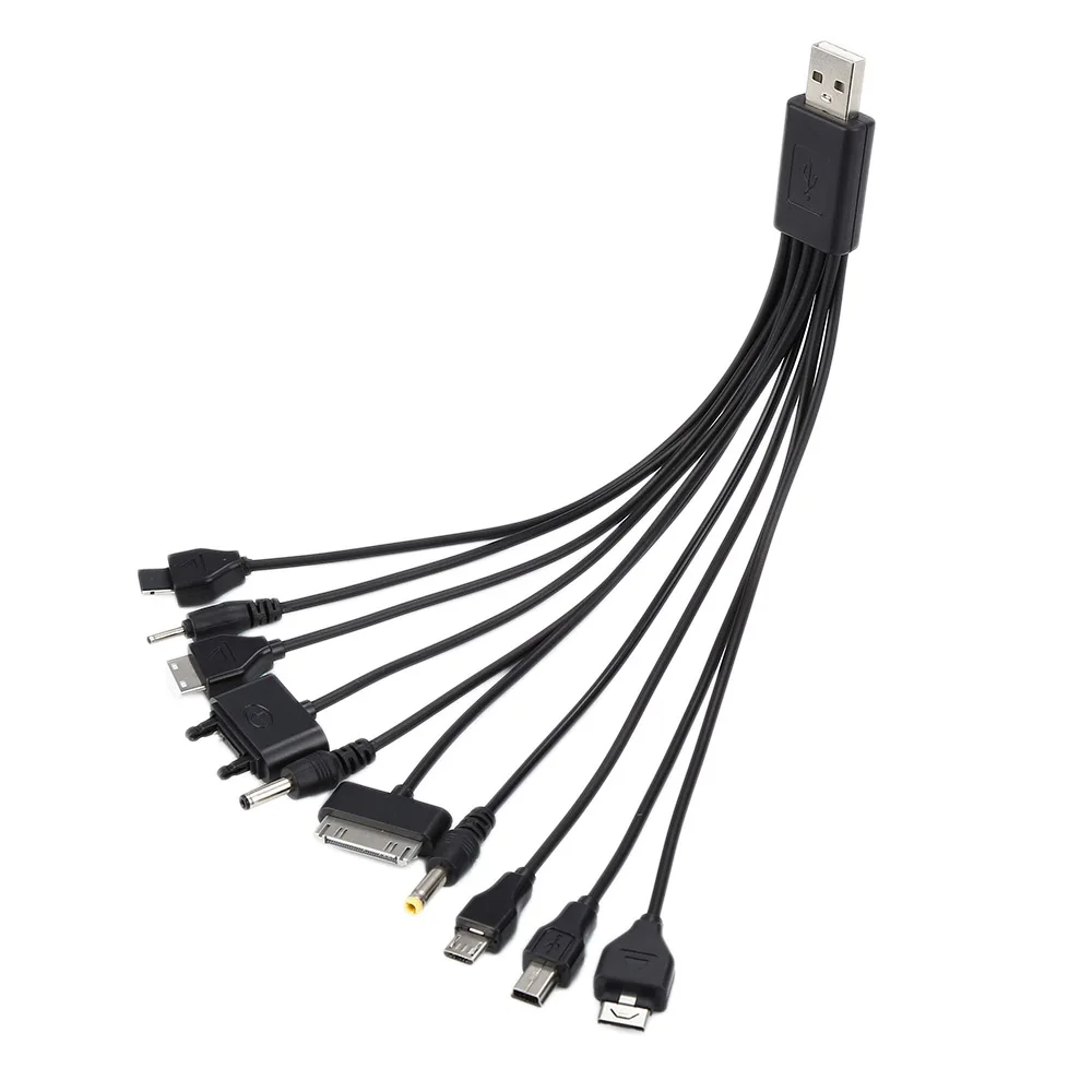 Универсальный 10 в 1 USB 2,0 версия черный мульти зарядное устройство кабель для мобильного телефона универсальный штекер мультизарядное устройство кабель для samsung