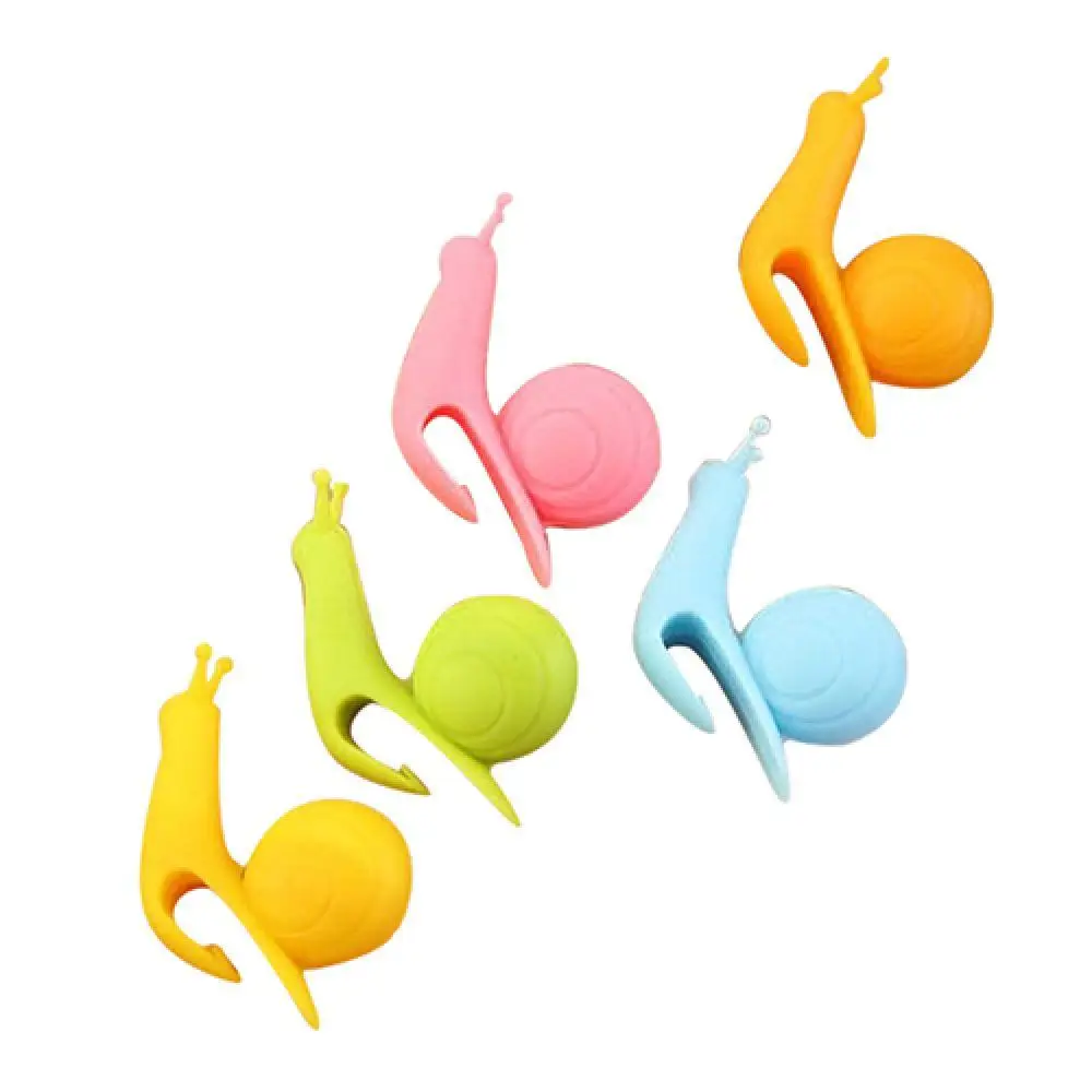5pcs Tea Bag Holder Cute Snail Shape Soft Silicone Easy Use Cup Mug