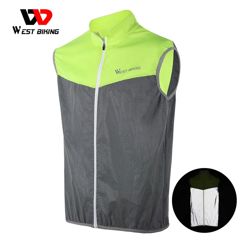 West Biking Reflective Cycling Vest Men Women Safety Bike Vests Sleeveless Breathable Quick