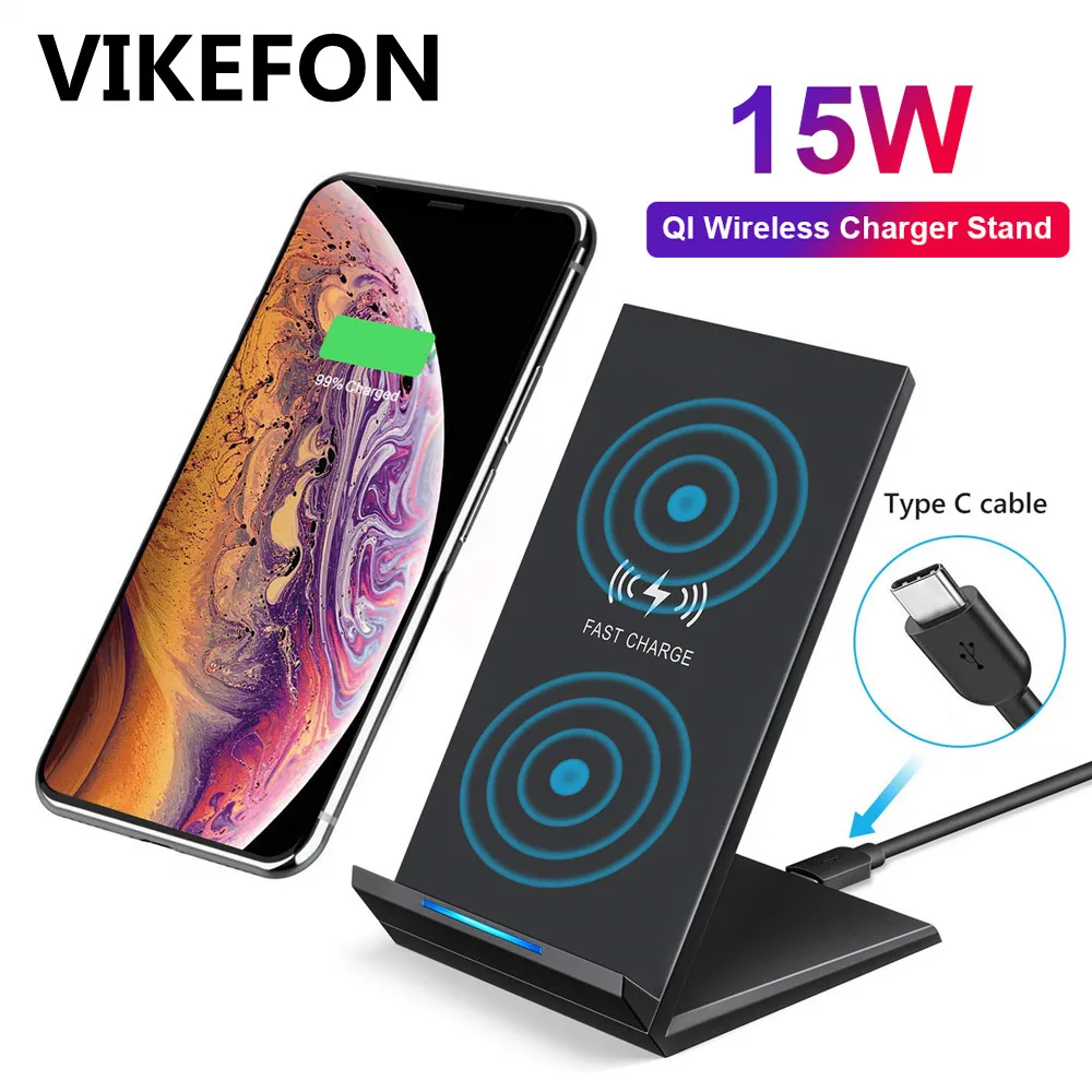 

15W Qi Wireless Charger for Samsung S9 S10 iPhone X XS MAX XR 8 Plus for Xiaomi 9 Huawei P30 pro 10W Fast Wireless Charger Stand