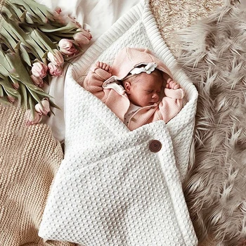 

Newborns Infant Baby Sleeping Bag Wrap With Button Blanket Warm Small Hat Comfortable Anti Kick Solid Envelope Shape Soft