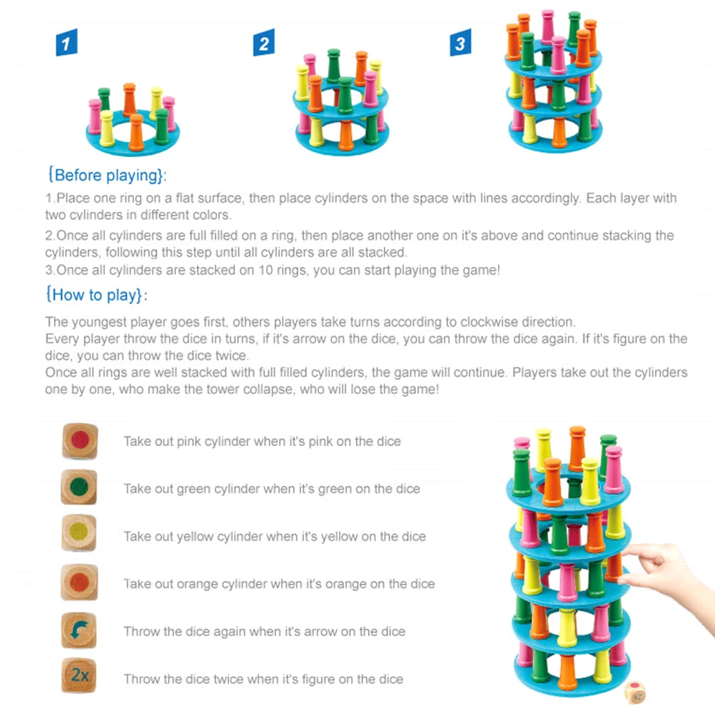 2 In 1 Wooden Stacking Game Tower Building Blocks Toy And Flying Chess Family Game For Kids And Adults Toys Birthday Gift#40