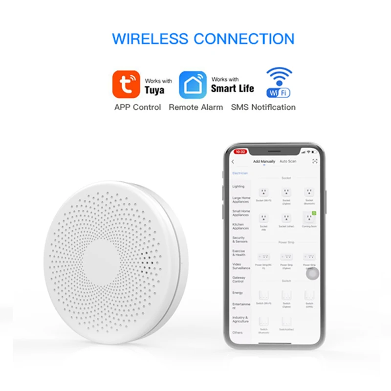 Detector de fugas de Gas de monóxido de carbono 2 en 1, WiFi, Sensor de humo con Tuya y APP Smart Life, sistema de alarma para el hogar