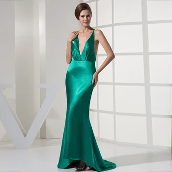 

Evening Prom Dress 2020 V Neck Satin Gown Cheap Backless Custom Made Mermaid Skirt Vestido De Festa