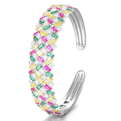 Multicolor Missvikki роскошный благородный Открытый браслет для женщин, свадебные, Обручальные, вечерние, для шоу, ювелирные изделия, полный CZ Модный браслет, аксессуары - Окраска металла: Multicolor