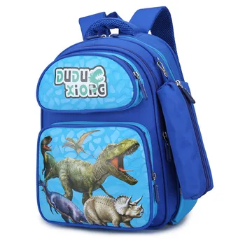 

Cartoon Dinosaur School Bag for Boys Girls with Pencil Bag Elephant Prints Kids Backpack Girls Mochilas Nina Escolares 15.3''