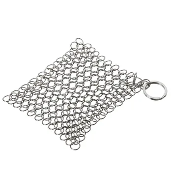 

Mayitr Stainless Steel Chainmail Brush Skillet Cast Iron Cleaning Chainmail Ringer Scrubber 10x10CM For Kitchen Cookware Clean
