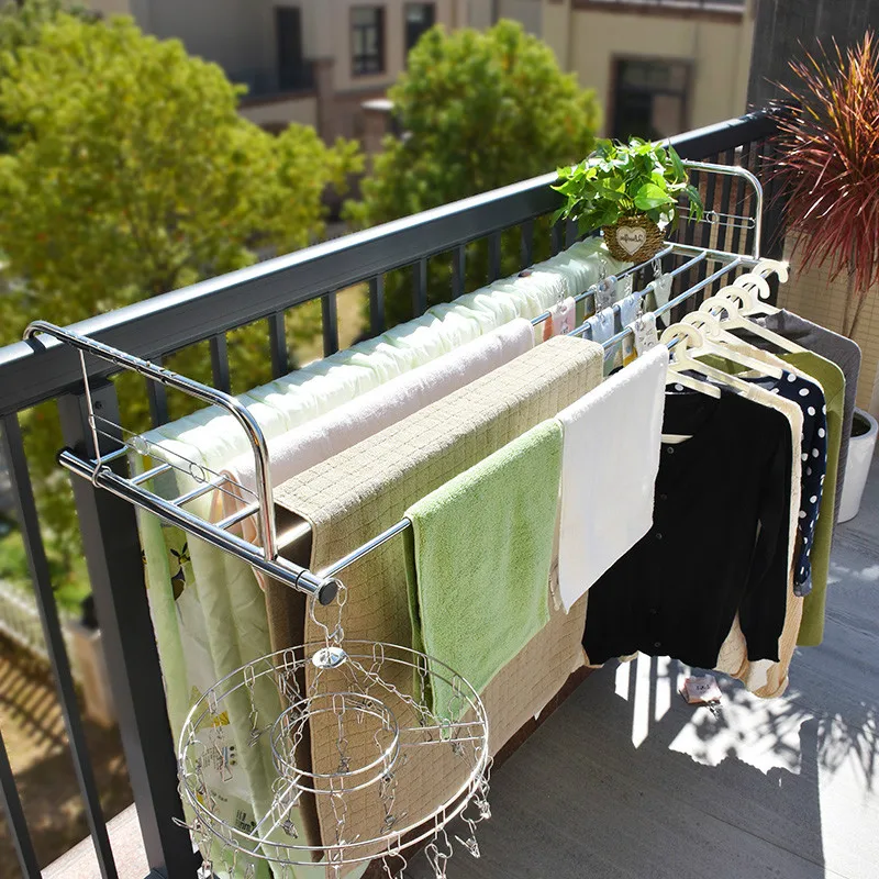 Balcony Drying Shelf Towel Quilt Stand Multiuse Folding Window Drying