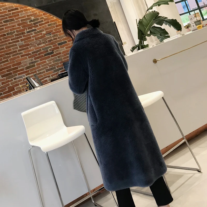 Новинка, пальто из натурального меха, женская зимняя куртка, овечья шерсть, меховые пальто и куртки для женщин, корейский стиль, Abrigos Mujer, SZ18D32 KJ3398