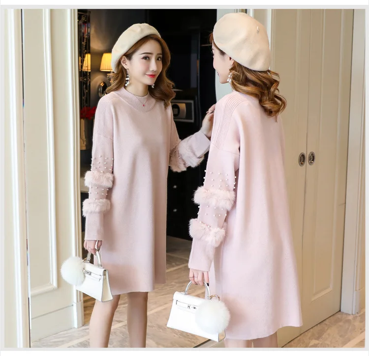 Maternity Sweaters New Long Fashion Maternity Sweater Dress Pregnancy Clothes Winter Dress Women Sweater Dress Pregnant Pullove