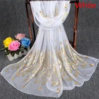 New Fashion High quality Girl Long Silk Scarves Soft Gold Peacock Chiffon Wrap Shawl Pashmina Scarves 1