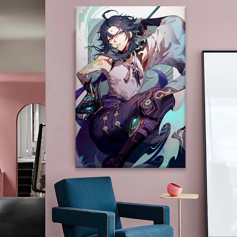 Cartaz do jogo genshin impact game personagens masculinos anime cartazes  pintura em tela parede cartaz da arte da parede imagem casa decoração -  AliExpress