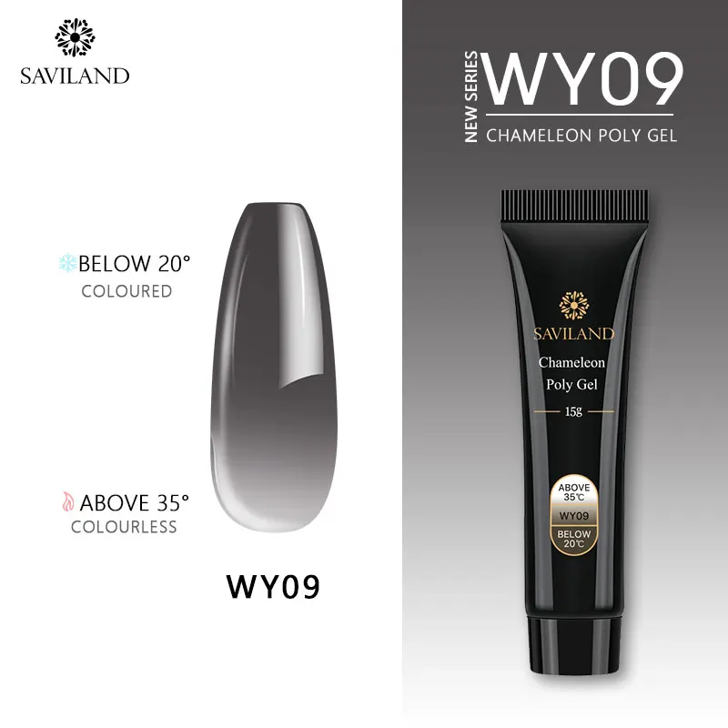 Chameleon Gel WY09 Saviland 15 мл цветной полигель 60 цветов Быстрый строительный тепловой флуоресцентный Poli УФ гель лак светится в темноте для дизайна ногтей - Цвет: Chameleon Gel WY09