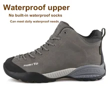  HUMTTO Waterproof Leather Ankle Boots for Men Rubber Work Safety Mens Winter Platform Boots Tactical Sneakers Hiking Shoes Man 