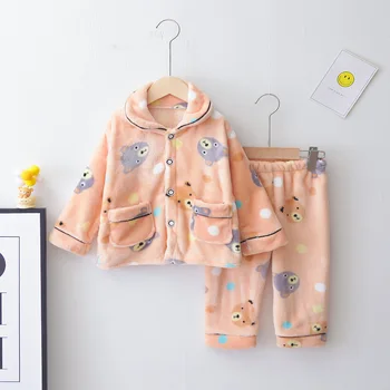 

LZH 2020 Autumn Winter New Children's Clothing Girls Printing Suit Girls Five-pointed Star Thickened Pajamas Two-piece 1-4 Years