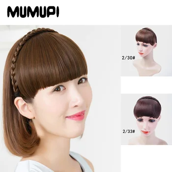 

MUMUPI For Women Fake Hair Extension Hairpieces Fringe Bang Apply Hair Braid Band Neat Bangs False Hair Piece Front Headwear