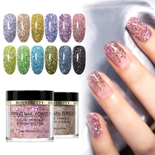 BORN PRETTY погружающийся порошок для ногтей 2 в 1 голографический полимерный акриловый порошок без лампы для вырезания резьбы для украшения ногтей