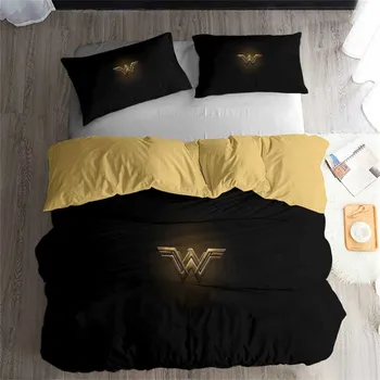 

HELENGILI 3D Bedding Set Avengers Captain Marvel Print Duvet Cover Set Bedcloth with Pillowcase Bed Set Home Textiles #TB-27