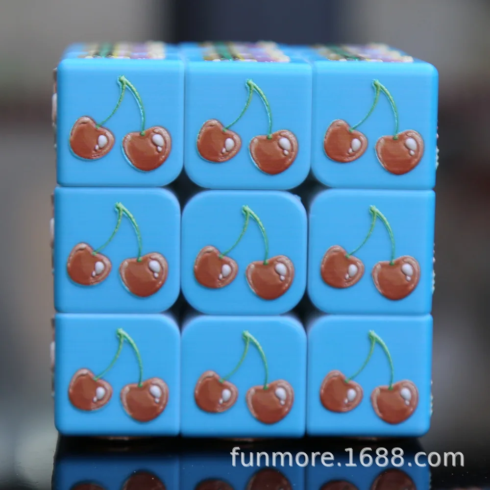 3x3x3 3D взрослых Скорость твист трехмерной тиснение с милым фруктовым рисунком головоломка магический куб игра мозга слепых Брайля игрушка