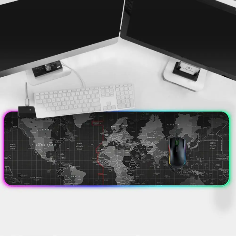 Игровой коврик для мыши со светодиодной подсветкой Карта мира RGB светодиодный