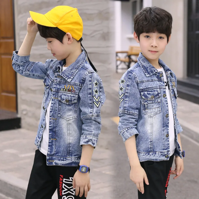

BOY'S Spring And Autumn Jeans Coat Spring And Autumn 2019 New Style Children Korean-style Big Boy Jacket Fashion