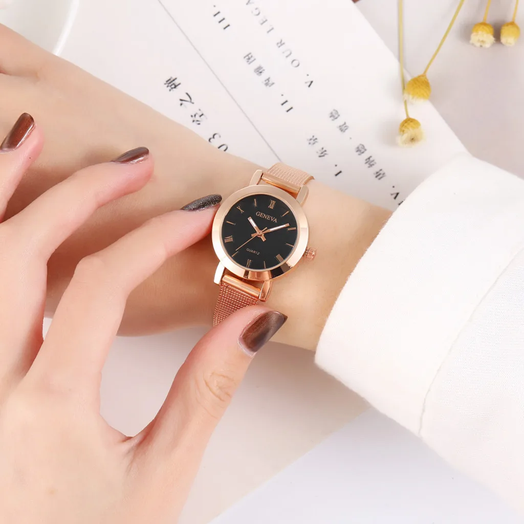 Relogio Feminino женские Женевские часы с металлическим сетчатым ремешком кварцевые