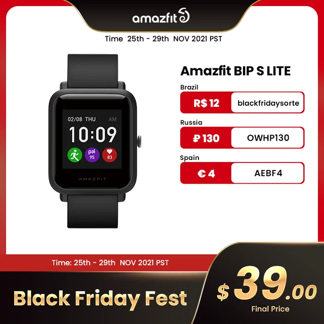 Global Version Amazfit Bip S Lite Smartwatch Color Display 5ATM Waterproof Swimming Smart Watch 1.28inch For Android ios Phone 1