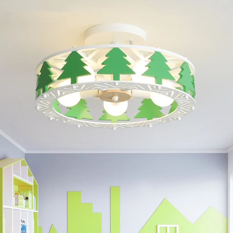 TRAZOS LED Ceiling lights christmas tree For Kids Room Wooden Lustre Boys Grizzlies Bedroom Ceiling lamp Children Hanging Lamp