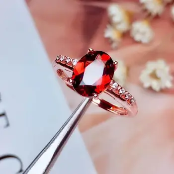 

Natural and Real Gemstone For Women Red Garnet Stone Real Pure 925 Sterling Silver Jewelry Ring