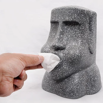

Creative Tissue Box Easter Island Moai Shape Paper Holder Stone Figure Napkin Case for Home Car Restaurant Size M