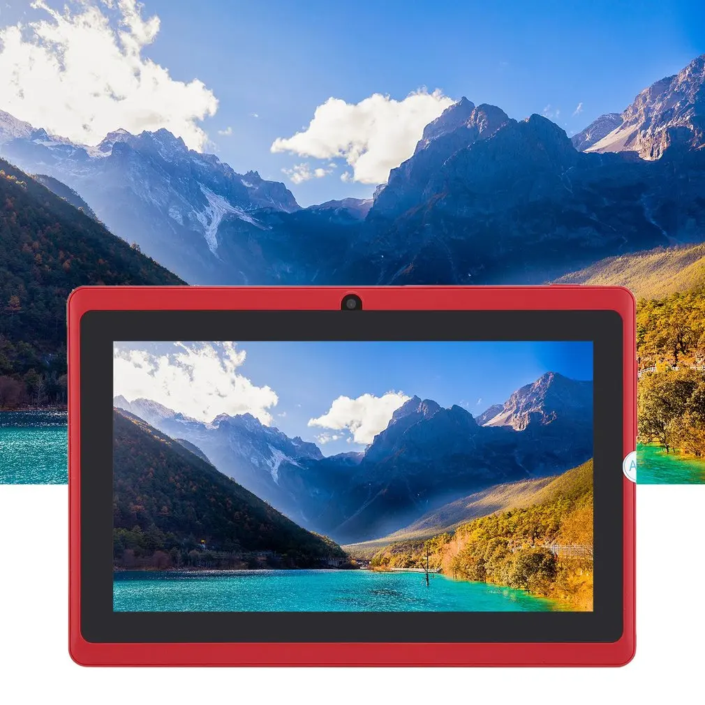 

7 inch Children Tablets PC 512MB+4GB A33 Quad Core Dual Camera 1024*600 Android 4.4 Tablet PC With Silicone Cover