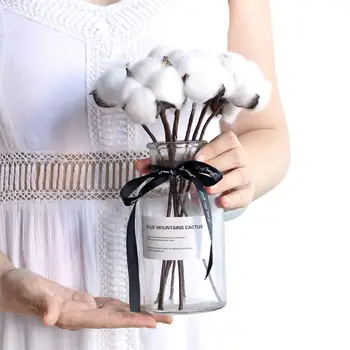 

MODERN GLASS VASE+ARTIFICIAL FLOWER SET DECOR HOME FURNISHING CRAFT DECORATION LIVINGROOM FAKE DRIED COTTON FLOWER POT ORNAMENTS