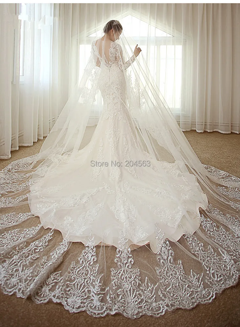 

Luxury Veil Lace Wedding Veils Tulle Veil for Bride without Comb Wedding Accessories