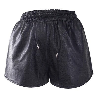 black She'sModa, матовые, золотые, из искусственной кожи, женские прямые шорты с карманом - Цвет: black