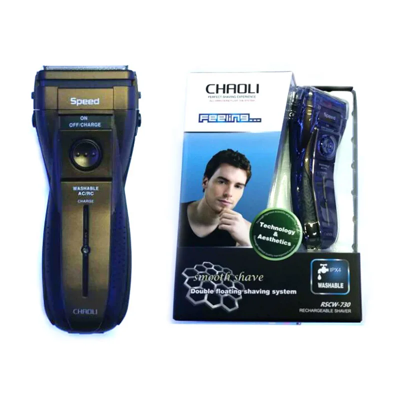 

RSCW-730 Portable Washable Double Floating Electric Speed Shaver Sideburns Razor Reciprocating Beard Trimmer AC/RC Rechargeable