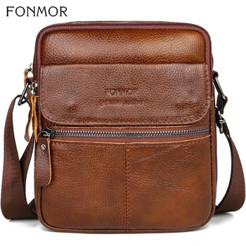 

Fonmor Genuine Leather Men's Messenger Bag Crossbody Bag Male Large Capacity Flap Hasp Shoulder Handbag For Men 2019 Fashion