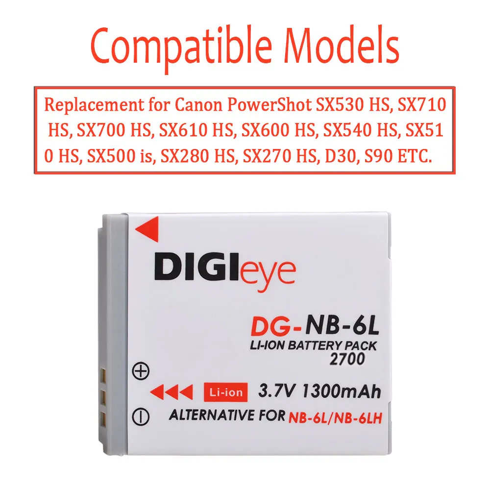 1300mAh NB-6L NB-6LH NB6L NB6LH Battery for Canon PowerShot SX530