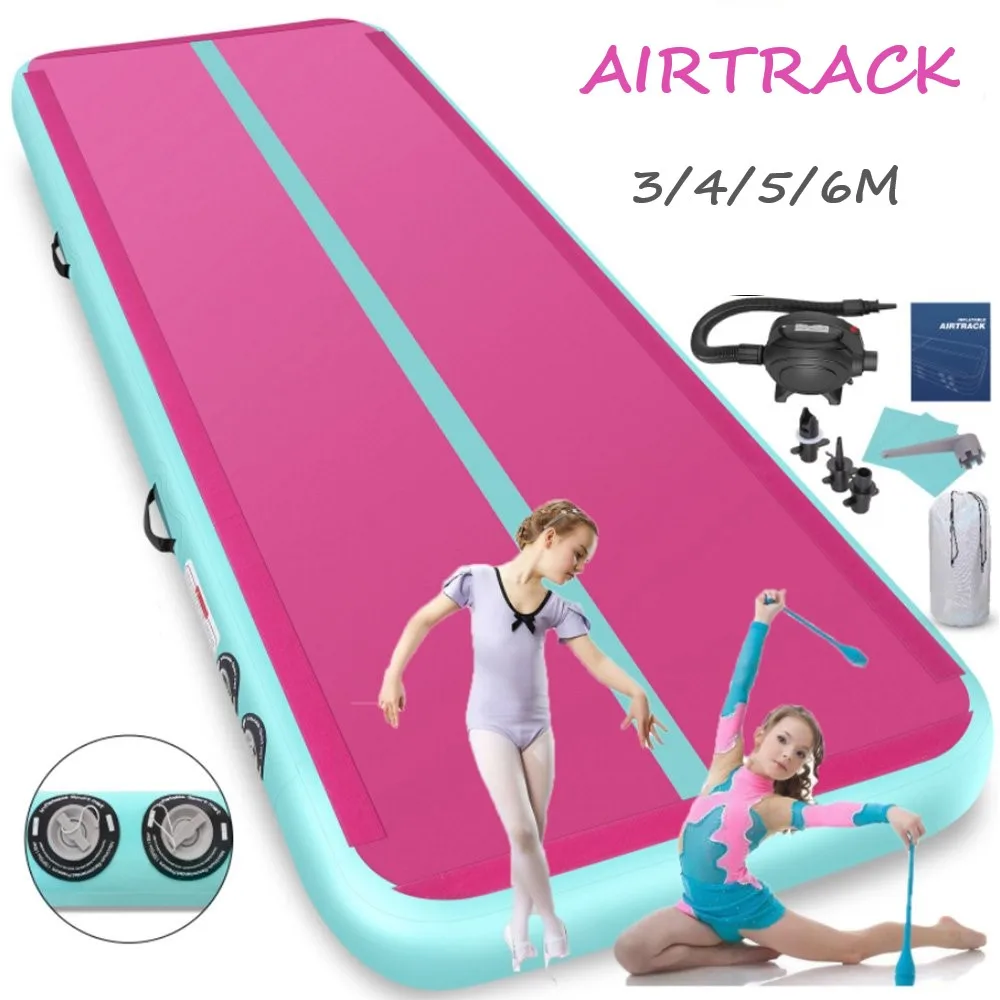 

4m 5m 6m PINK Airtrack Inflatable Air track Tumbling Mat Olympic Gym Mat Yoga PVC MAT Trampoline Electric Air Pump for Trainning