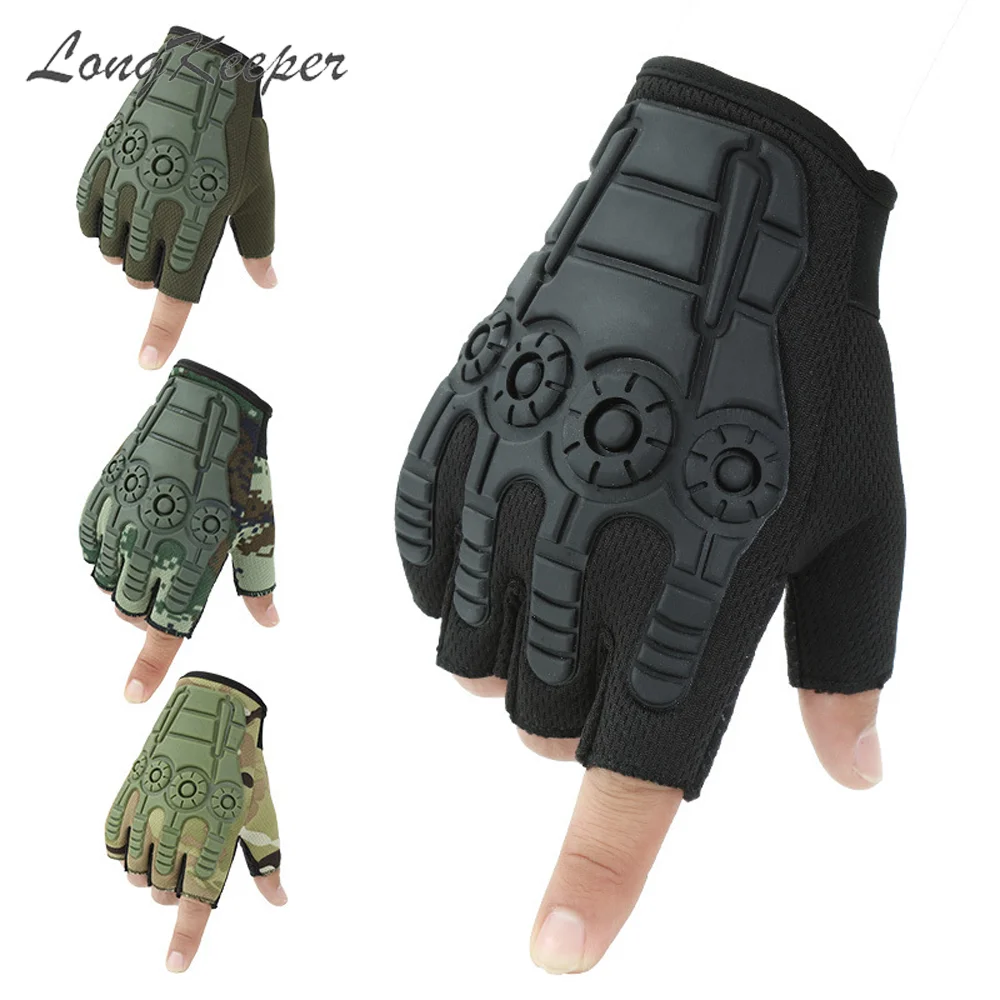 

LongKeeper Fingerless Tactical Gloves Camouflage Military Mittens For Fitness Sport Male Anti-skid Men Women Half Finger Gloves