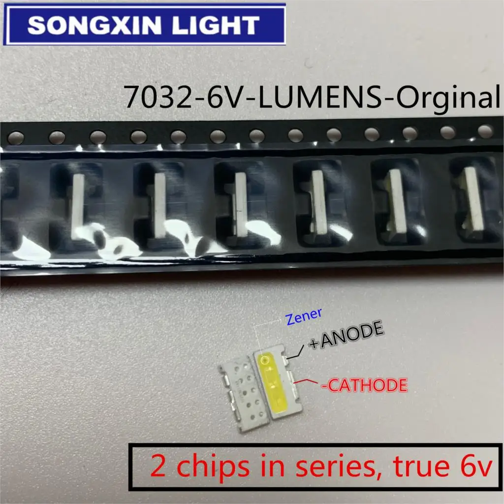 100 шт./лот край SMD СВЕТОДИОДНЫЙ 7032 6V Люмен 1 Вт 160mA и холодный белый Высокая Мощность для ТВ ЖК-дисплей Подсветка для ТВ Применение