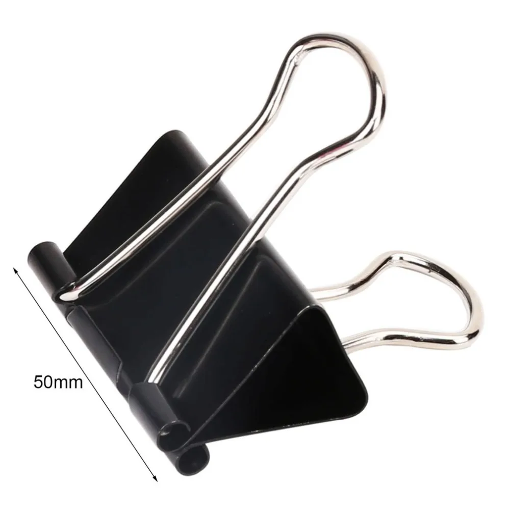 12pcs/lot Practical Black Metal Portable Clamp Clips Long Tail Clips Solid Tickets Clips Accessory Elliot folder Power clip