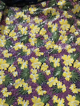 

New Arrival Sequins Lace Fabrics Africa Nigerian Tulle Mesh Lace Fabric for Wedding Embroidered Sequince lace for Evening Dress