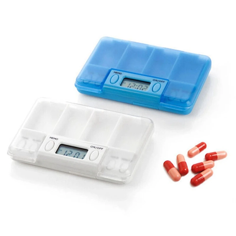 

4 Grid Intelligent Storage Box Electronic Timing Reminder Medicine Boxes Alarm Timer Pills Multifunctional Smart Pill Box Hot