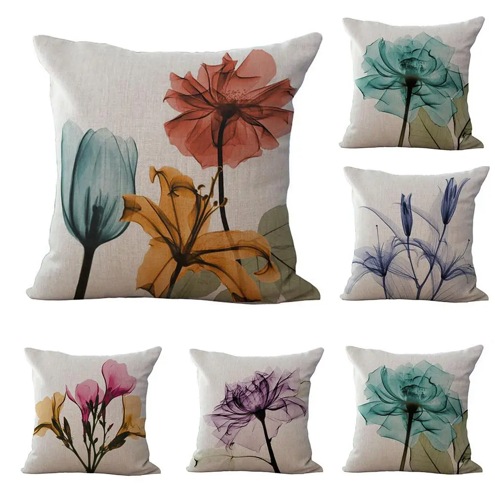 Modern Flowers Linen Pillow Case Cushion Cover Waist Home Room Sofa Decor | Дом и сад