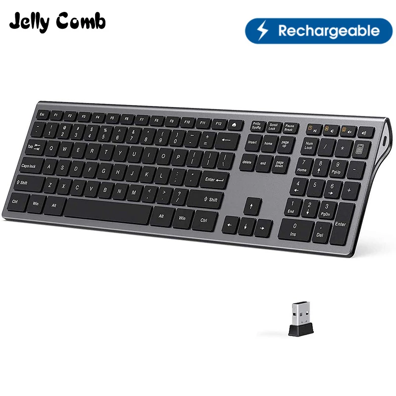 Jelly Comb Rechargeable Wireless Keyboard Ergonomic Ultra-slim 2.4G Full-Size Quiet Keyboard for Windows Computer Laptop keyboard computer wireless