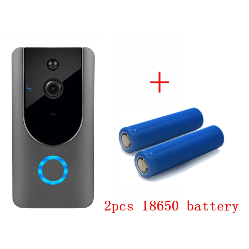 Умный wifi дверной звонок Alaxe HD 720P беспроводной домофонный дверной звонок с камерой обнаружения движения ночного видео водонепроницаемый - Цвет: with 2pc battery