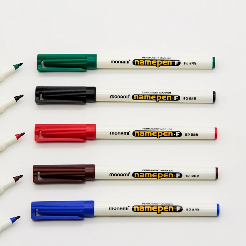 Monami Colorful Name Pen Black Red Color 1mm Fine Permanent Marker Pens for Fabric Plastic Signature DIY Drawing School D6582 | Канцтовары